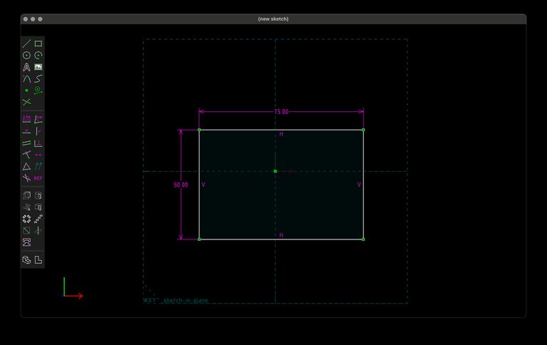 The same rectangle pictured above, but now dimensions are specified in purple numbers along the top and left edges.