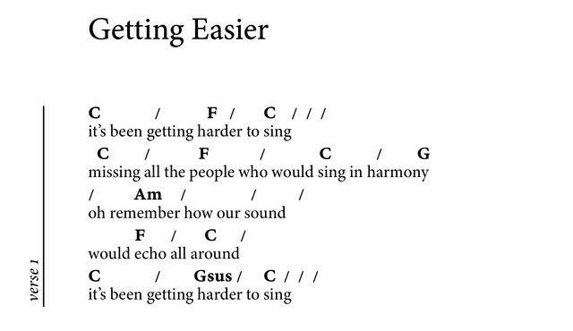 Lyrics text set in an elegant serif font. Above each line of lyrics is a line of chords in the same font, but bolder.